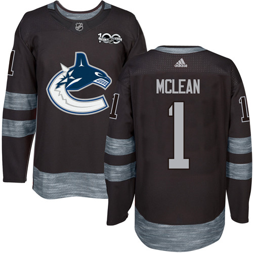 Adidas Canucks #1 Kirk Mclean Black 1917-100th Anniversary Stitched NHL Jersey - Click Image to Close
